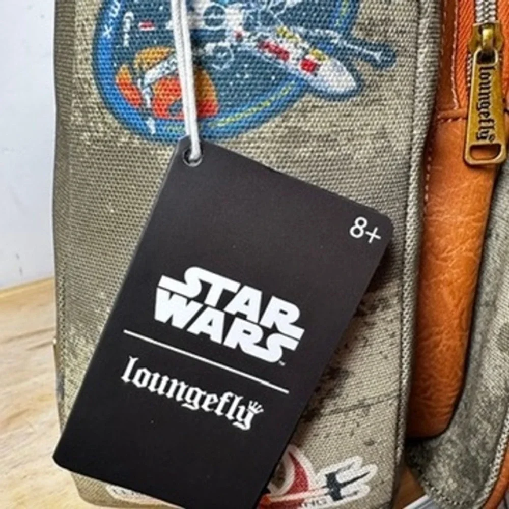Loungefly Disney Star Wars X-Wing Messenger Bag Green Rebel Pilot Patches Canvas